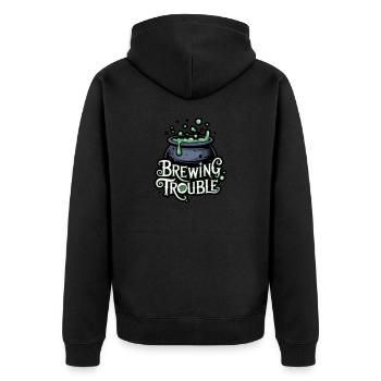 Hexenkessel – Brewing Trouble - Unisex Premium Bio Zip Hoodie - Schwarz - Hinten - Nico (187cm)