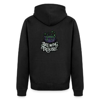 Hexenkessel – Brewing Trouble - Unisex Premium Bio Zip Hoodie - Schwarz - Hinten - Nico (187cm)