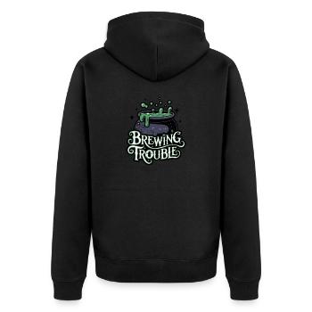 Hexenkessel – Brewing Trouble - Unisex Premium Bio Zip Hoodie - Schwarz - Hinten - Nico (187cm)