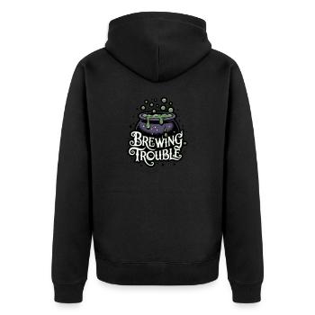 Hexenkessel – Brewing Trouble - Unisex Premium Bio Zip Hoodie - Schwarz - Hinten - Nico (187cm)