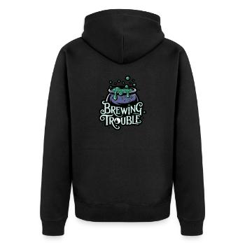 Hexenkessel – Brewing Trouble - Unisex Premium Bio Zip Hoodie - Schwarz - Hinten - Nico (187cm)