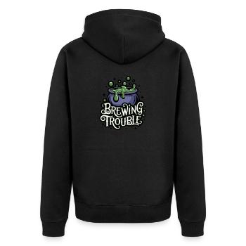 Hexenkessel – Brewing Trouble - Unisex Premium Bio Zip Hoodie - Schwarz - Hinten - Nico (187cm)