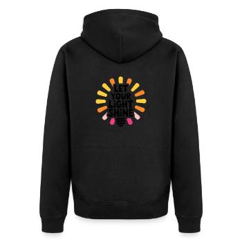 Let Your Light Shine – Leuchtende Glühbirne - Unisex Premium Bio Zip Hoodie - Schwarz - Hinten - Nico (187cm)