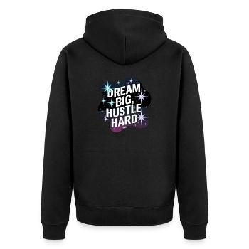 Dream Big, Hustle Hard – Night Sky - Unisex Premium Organic Zip Hoodie - black - Back - Nico (187cm)
