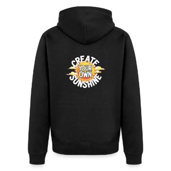 Create Your Own Sunshine – Strahlende Sonne - Unisex Premium Bio Zip Hoodie - Schwarz - Hinten - Nico (187cm)