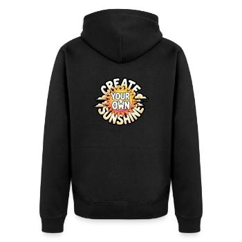 Create Your Own Sunshine – Strahlende Sonne - Unisex Premium Bio Zip Hoodie - Schwarz - Hinten - Nico (187cm)