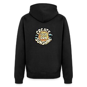 Create Your Own Sunshine – Strahlende Sonne - Unisex Premium Bio Zip Hoodie - Schwarz - Hinten - Nico (187cm)