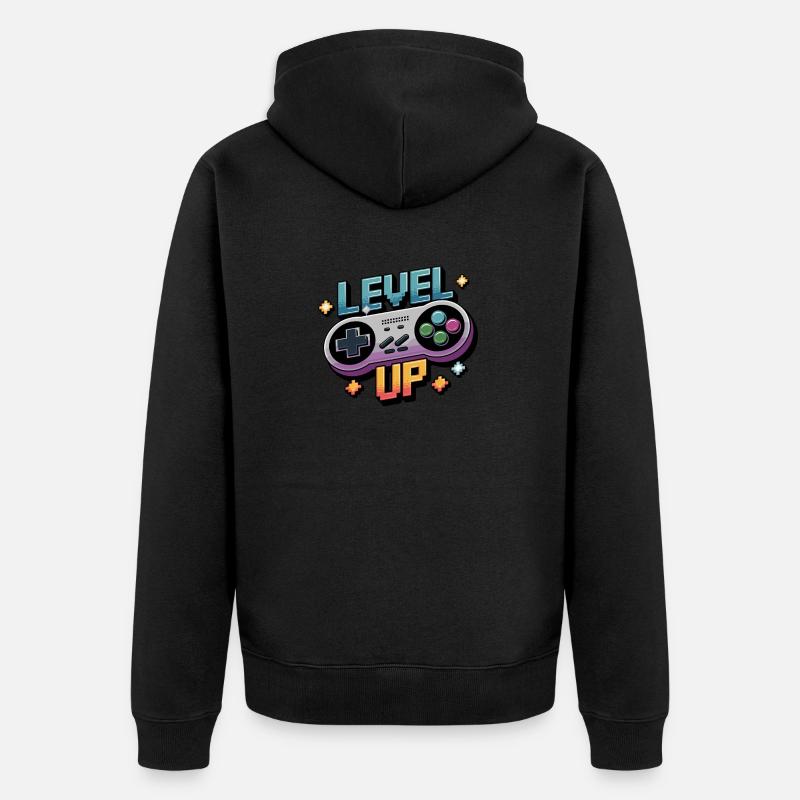 Level Up – Gaming Controller - Unisex Premium Bio Zip Hoodie - Schwarz