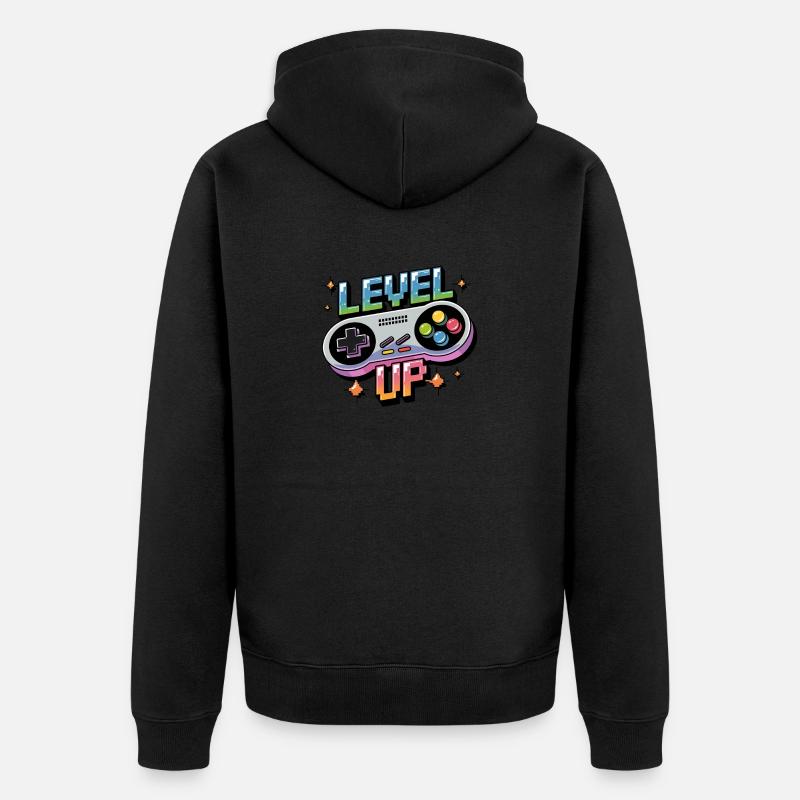 Level Up – Gaming Controller - Unisex Premium Bio Zip Hoodie - Schwarz