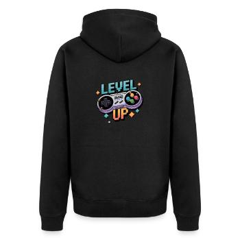 Level Up – Gaming Controller - Unisex Premium Organic Zip Hoodie - black - Back - Nico (187cm)
