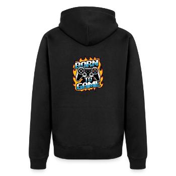 Born to Game – Gaming Controller - Unisex Premium Bio Zip Hoodie - Schwarz - Hinten - Nico (187cm)