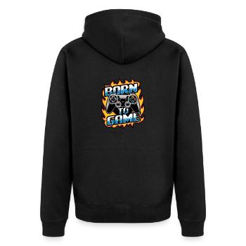 Born to Game – Gaming Controller - Unisex Premium Organic Zip Hoodie - black - Back - Nico (187cm)