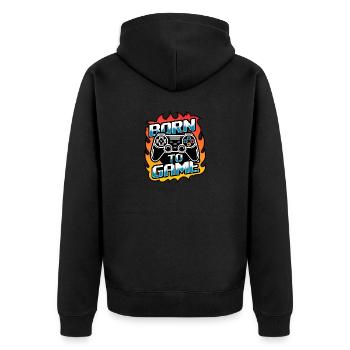 Born to Game – Gaming Controller - Unisex Premium Bio Zip Hoodie - Schwarz - Hinten - Nico (187cm)