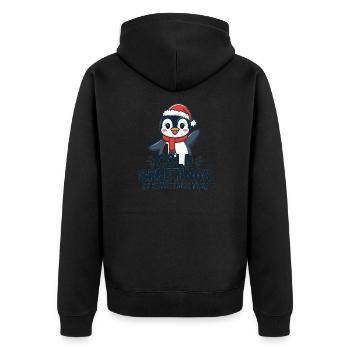 Salutations sympas au moment de Noël – Penguin - Veste à capuche bio Premium Unisexe - noir - Dos - Nico (187cm)