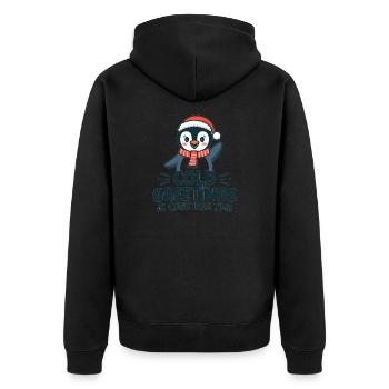 Salutations sympas au moment de Noël – Penguin - Veste à capuche bio Premium Unisexe - noir - Dos - Nico (187cm)