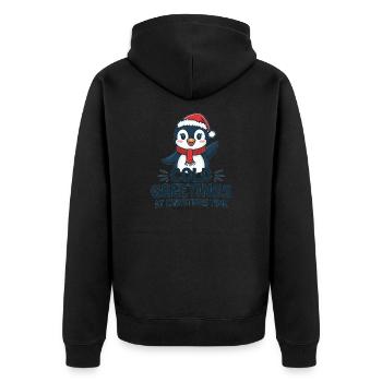 Salutations sympas au moment de Noël – Penguin - Veste à capuche bio Premium Unisexe - noir - Dos - Nico (187cm)