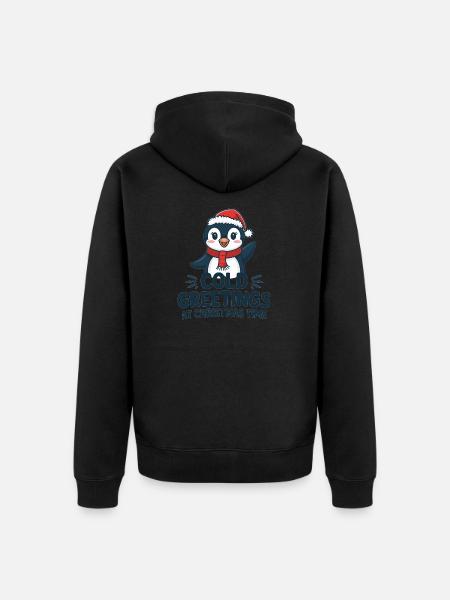 Kühle Grüße zur Weihnachtszeit – Pinguin - Unisex Premium Bio Zip Hoodie - Schwarz