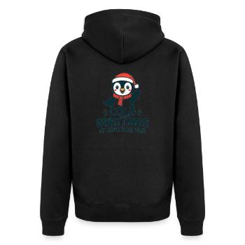 Salutations sympas au moment de Noël – Penguin - Veste à capuche bio Premium Unisexe - noir - Dos - Nico (187cm)