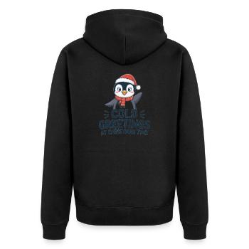 Salutations sympas au moment de Noël – Penguin - Veste à capuche bio Premium Unisexe - noir - Dos - Nico (187cm)