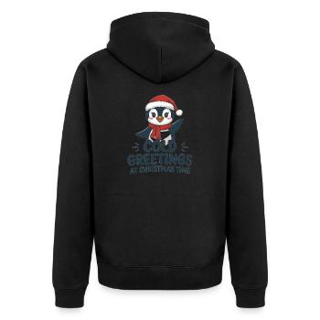 Salutations sympas au moment de Noël – Penguin - Veste à capuche bio Premium Unisexe - noir - Dos - Nico (187cm)