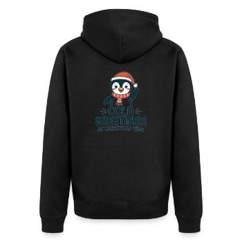 Salutations sympas au moment de Noël – Penguin - Veste à capuche bio Premium Unisexe - noir - Dos - Nico (187cm)