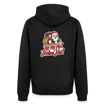 Weihnachtsmann – Ho Ho Ho! Frohes Fest - Unisex Premium Bio Zip Hoodie - Schwarz - Hinten - Nico (187cm)