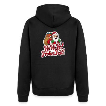 Weihnachtsmann – Ho Ho Ho! Frohes Fest - Unisex Premium Bio Zip Hoodie - Schwarz - Hinten - Nico (187cm)