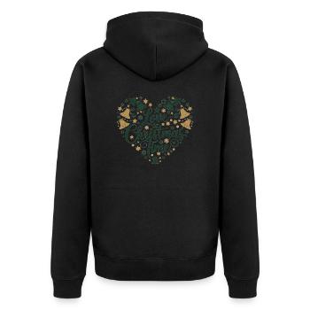 Liebe zur Weihnachtszeit – Herz aus Motiven - Unisex Premium Bio Zip Hoodie - Schwarz - Hinten - Nico (187cm)