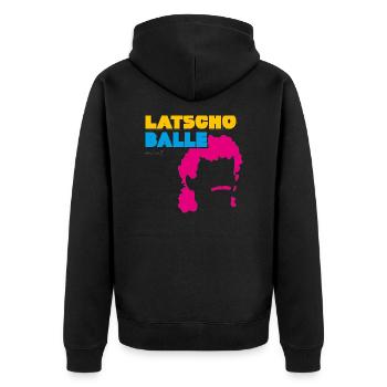 Latscho Balle - Unisex Premium Bio Zip Hoodie - Schwarz - Hinten - Nico (187cm)