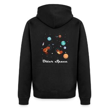 Otter Space Shirt für Weltraumforscher - Unisex Premium Bio Zip Hoodie - Schwarz - Hinten - Nico (187cm)