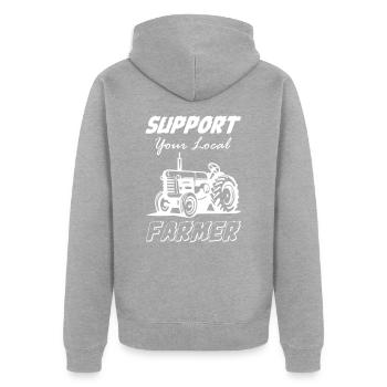 Support Your Local Farmer - Unisex Premium Bio Zip Hoodie - Grau meliert - Hinten - Nico (187cm)
