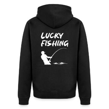 Pêche chanceuse - Veste à capuche bio Premium Unisexe - noir - Dos - Nico (187cm)