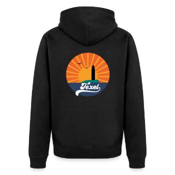 Texel Vintage - schönes Geschenk für Texel Fans - Unisex Premium Bio Zip Hoodie - Schwarz - Hinten - Nico (187cm)