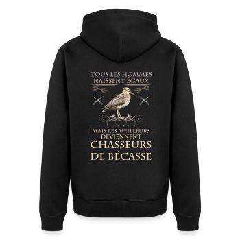 Chasse becasse homme humour bécassier de France - Veste à capuche bio Premium Unisexe - noir - Dos - Nico (187cm)