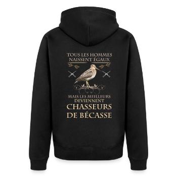 Chasse bécasse homme égaux chasse humour - Veste à capuche bio Premium Unisexe - noir - Dos - Nico (187cm)