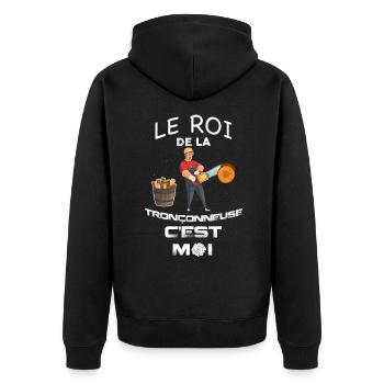 Papa roi de la tronçonneuse cadeau métier fôret - Veste à capuche bio Premium Unisexe - noir - Dos - Nico (187cm)