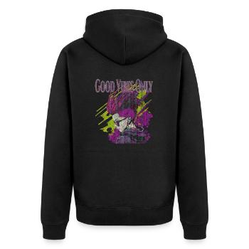 Good Vibes Only - Unisex Premium Bio Zip Hoodie - Schwarz - Hinten - Nico (187cm)