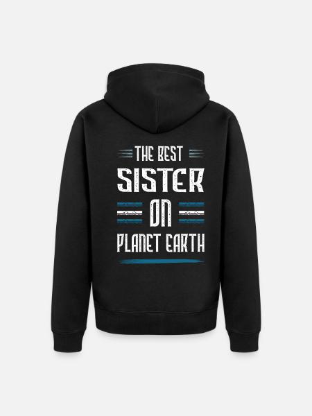 Beste Schwester Spruch - Unisex Premium Bio Zip Hoodie - Schwarz