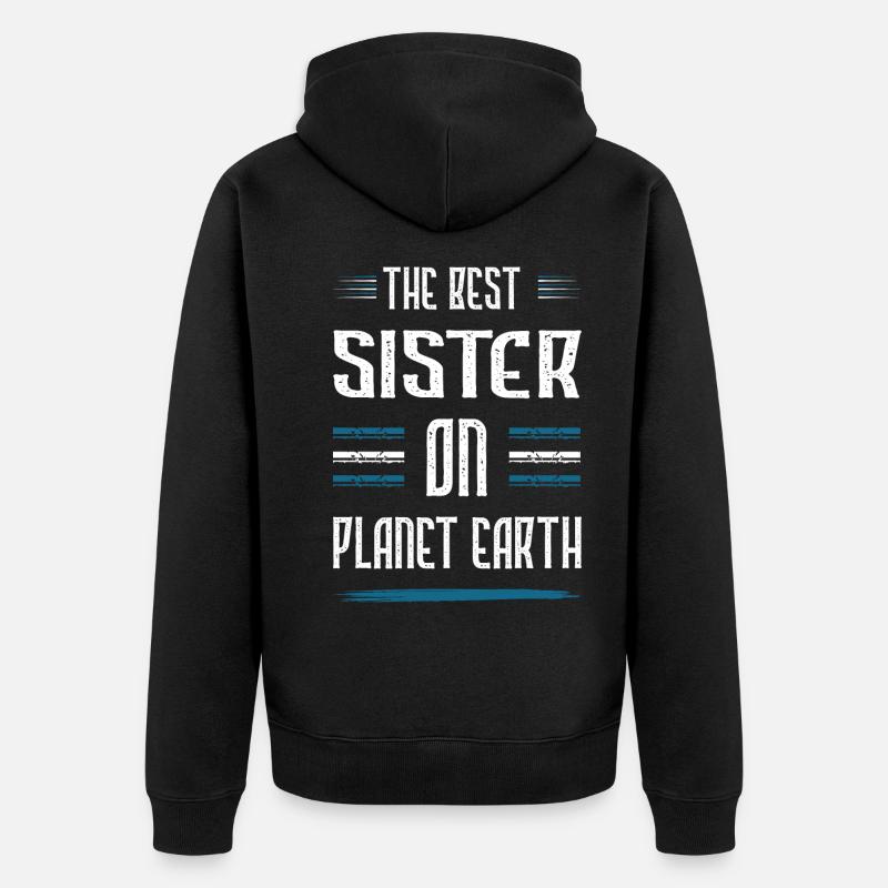 Beste Schwester Spruch - Unisex Premium Bio Zip Hoodie - Schwarz