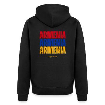 Armenian flag, Armenian pride - Unisex Premium Organic Zip Hoodie - black - Back - Nico (187cm)