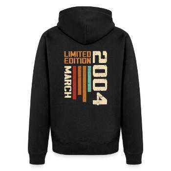March 2004 Anniversary 2004 Retro 2004 March - Unisex Premium Organic Zip Hoodie - black - Back - Nico (187cm)
