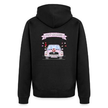 Voiture de mariage tout juste mariée rose - Veste à capuche bio Premium Unisexe - noir - Dos - Nico (187cm)