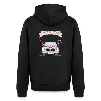Voiture de mariage tout juste mariée rose - Veste à capuche bio Premium Unisexe - noir - Dos - Nico (187cm)