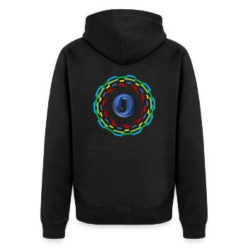 Kreise J - Unisex Premium Bio Zip Hoodie - Schwarz - Hinten - Nico (187cm)
