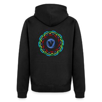 Kreise V - Unisex Premium Bio Zip Hoodie - Schwarz - Hinten - Nico (187cm)
