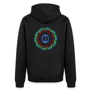Kreise H - Unisex Premium Bio Zip Hoodie - Schwarz - Hinten - Nico (187cm)