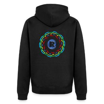 Kreise R - Unisex Premium Bio Zip Hoodie - Schwarz - Hinten - Nico (187cm)