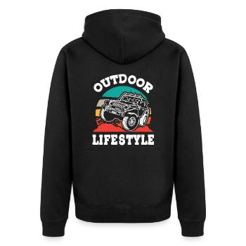Jeeps Adventure Offroad - Unisex Premium Organic Zip Hoodie - black - Back - Nico (187cm)