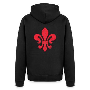 Lily (Fleur-de-Lis) / Lily Blossom HERALDRY - Unisex Premium Organic Zip Hoodie - black - Back - Nico (187cm)