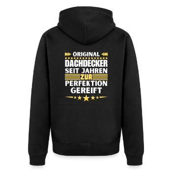 Roofers matured to perfection - Unisex Premium Organic Zip Hoodie - black - Back - Nico (187cm)
